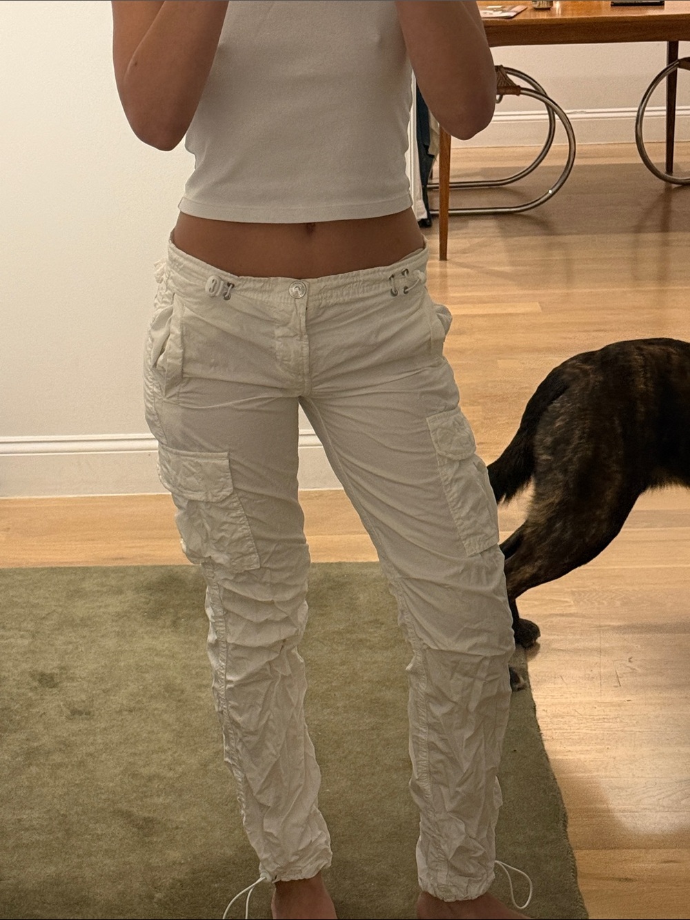 Vintage True Religion Ivory Cargo Pants with Drawstring Ankles